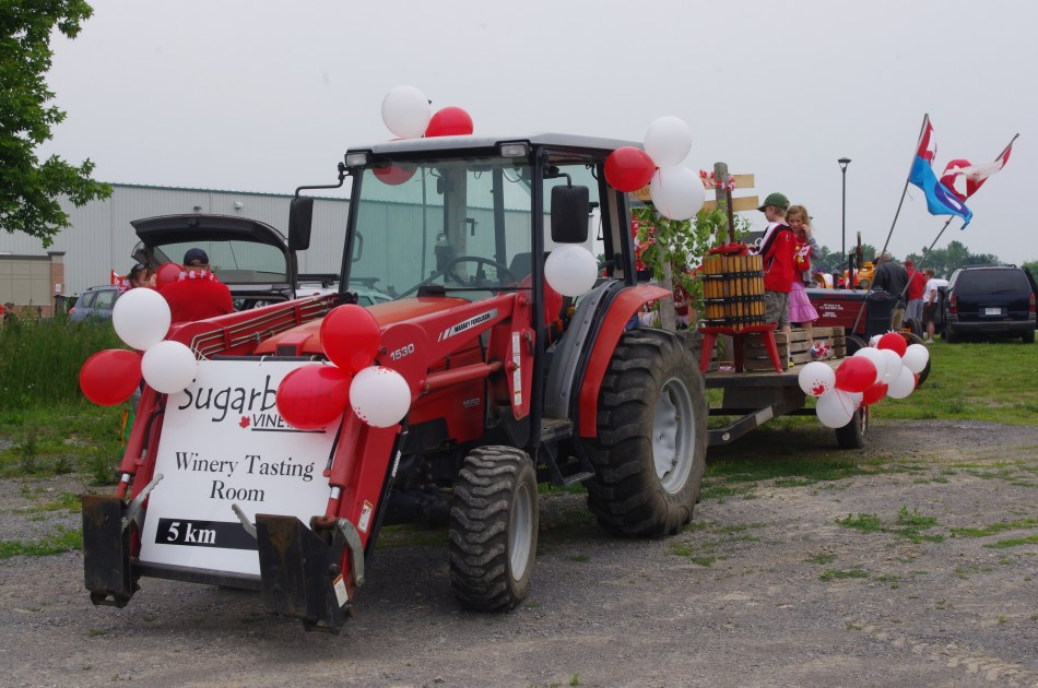 Sugarbush Vineyards teamed up with Broken Stone winery to build a float for Canada Day